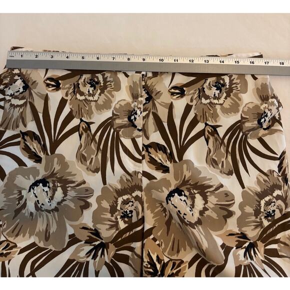 Valerie Stevens BOHO Casual Lightweight Floral Brown Cropped Travel Pants 16W - Picture 6 of 9
